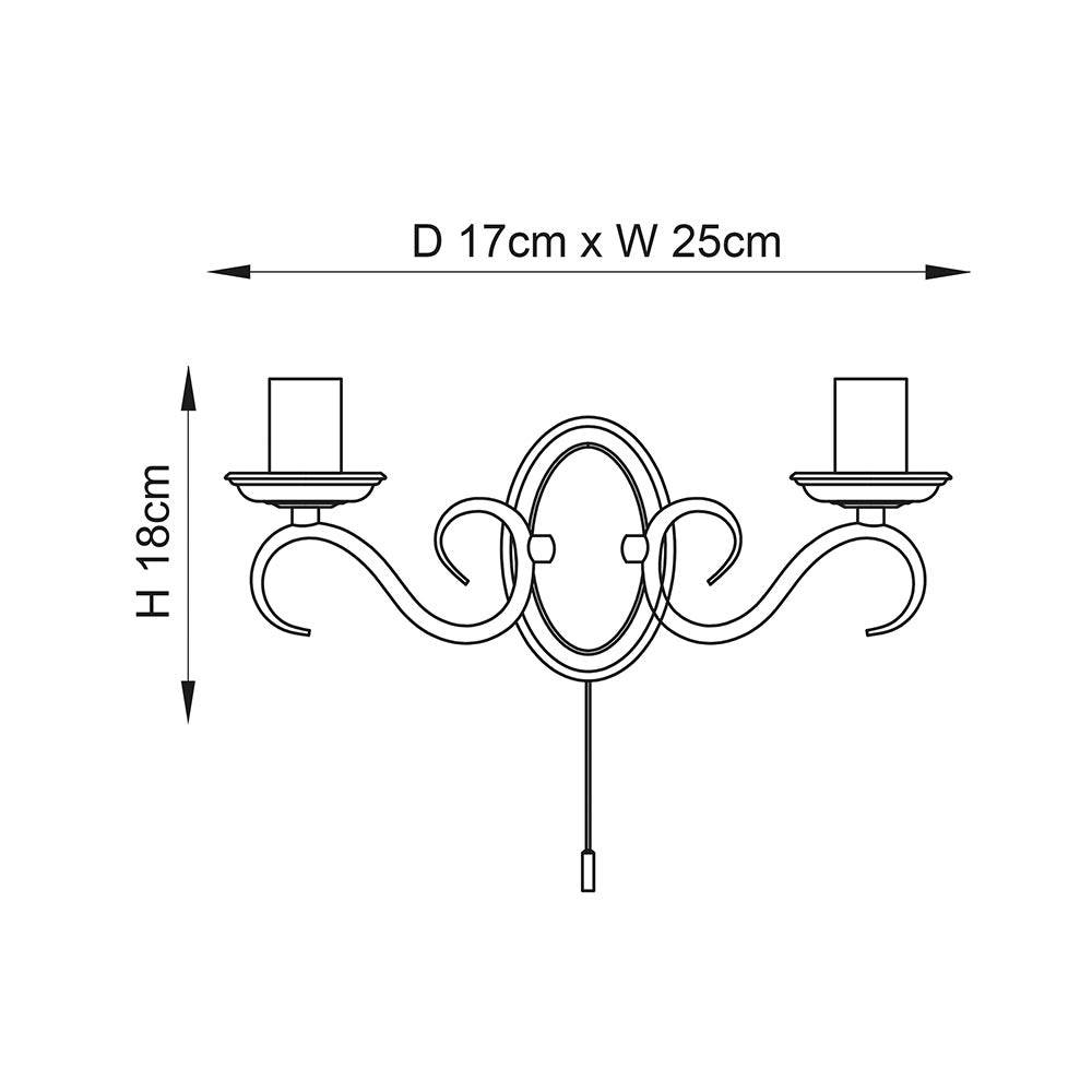 Endon Bernice Twin Arm Antique Brass Wall Light