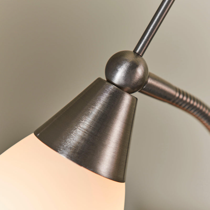 Endon Range Satin Chrome Finish & White Glass Table Lamp - Close Up