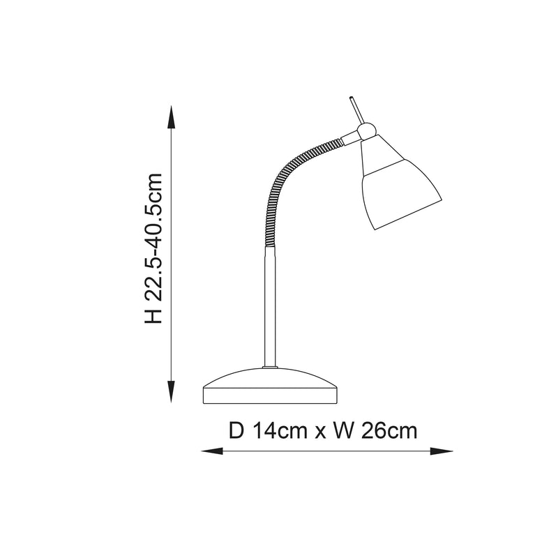 Endon Range Satin Chrome Finish & White Glass Table Lamp