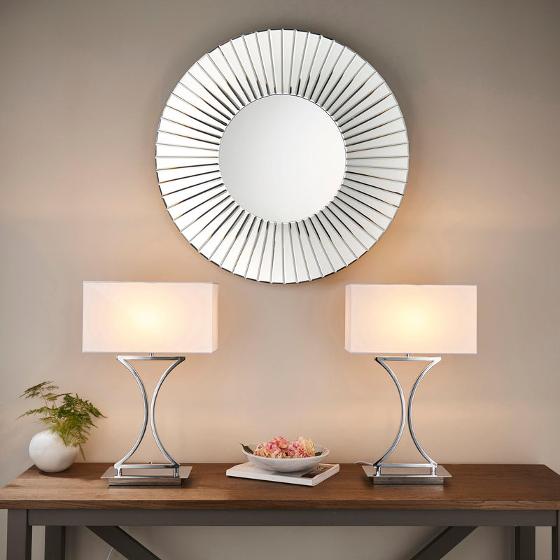 Endon Epalle Chrome Plate & White Cotton Mix Table Lamp