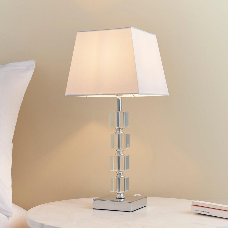 Endon Murford Clear Acrylic Table Lamp With White Shade