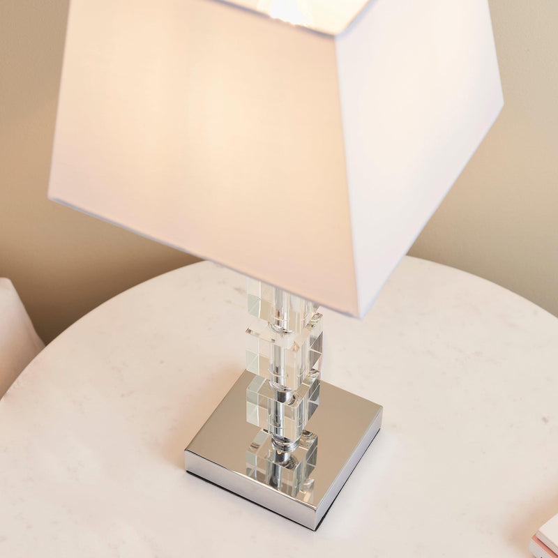 Endon Murford Clear Acrylic Table Lamp With White Shade