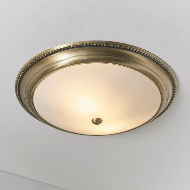 Endon Atlas 2 Light Brass Flush Ceiling Light-WAREHOUSE-40-290626