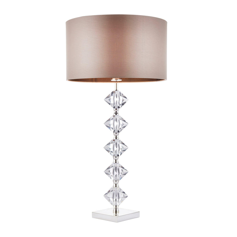 Endon Verdone Clear Crystal Glass & Taupe Silk Table Lamp