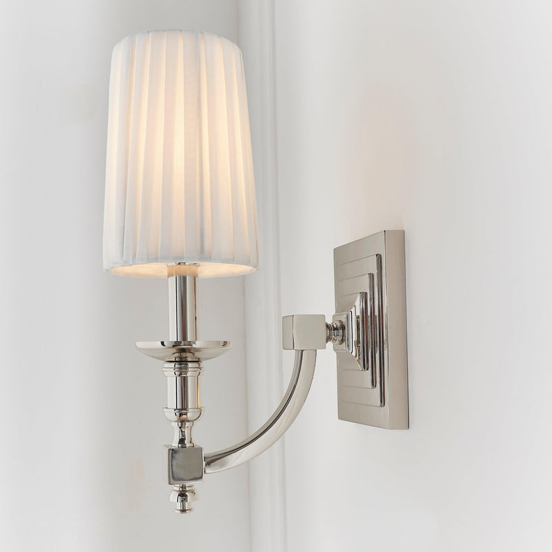 Domina Nickel And White Faux Silk Single Arm Wall Light