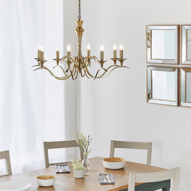 Endon Kora Antique Brass 8 Light Chandelier-OPEN-BOX-50-04-09-26