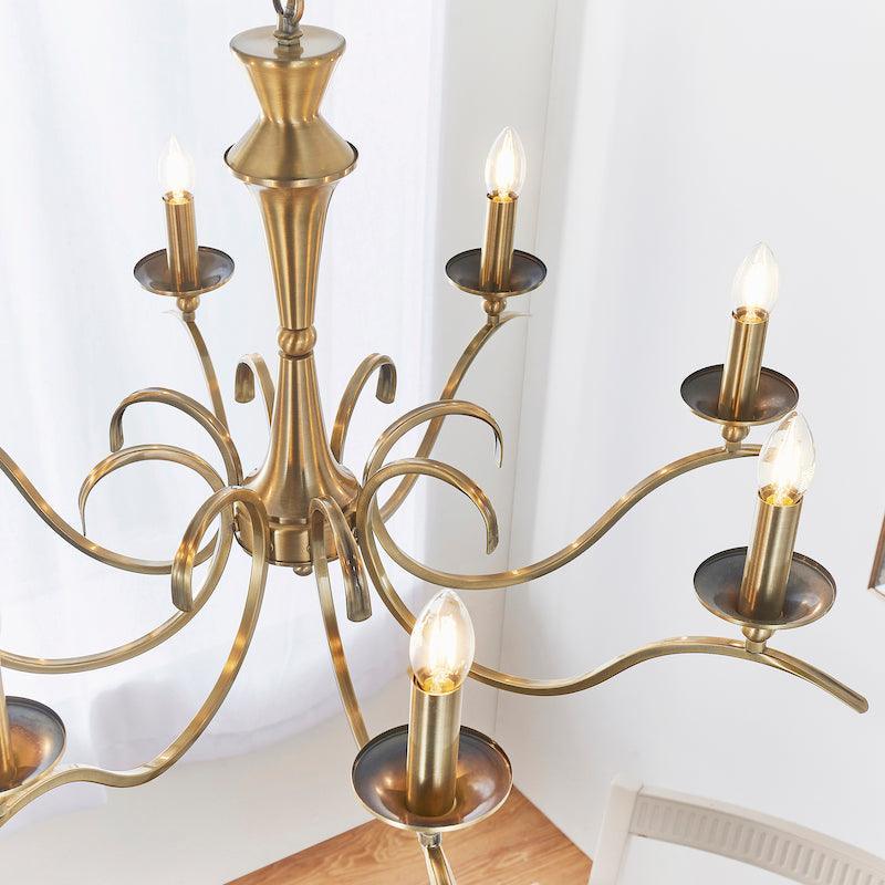 Endon Kora Antique Brass 8 Light Chandelier-OPEN-BOX-50-04-09-26