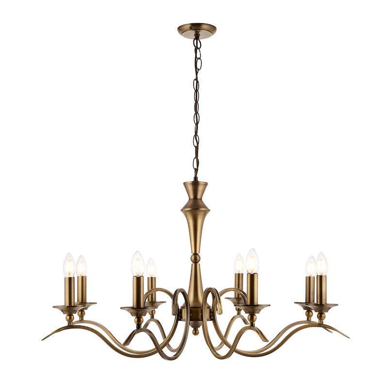 Endon Kora Antique Brass 8 Light Chandelier-OPEN-BOX-50-04-09-26