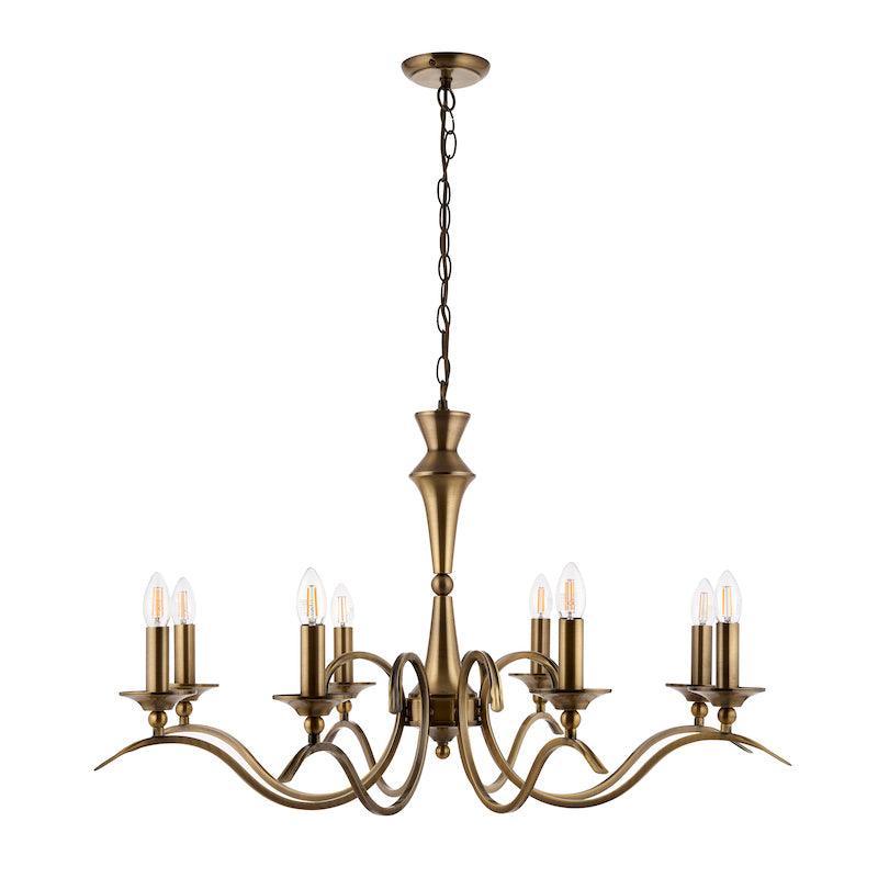 Endon Kora Antique Brass 8 Light Chandelier-OPEN-BOX-50-04-09-26