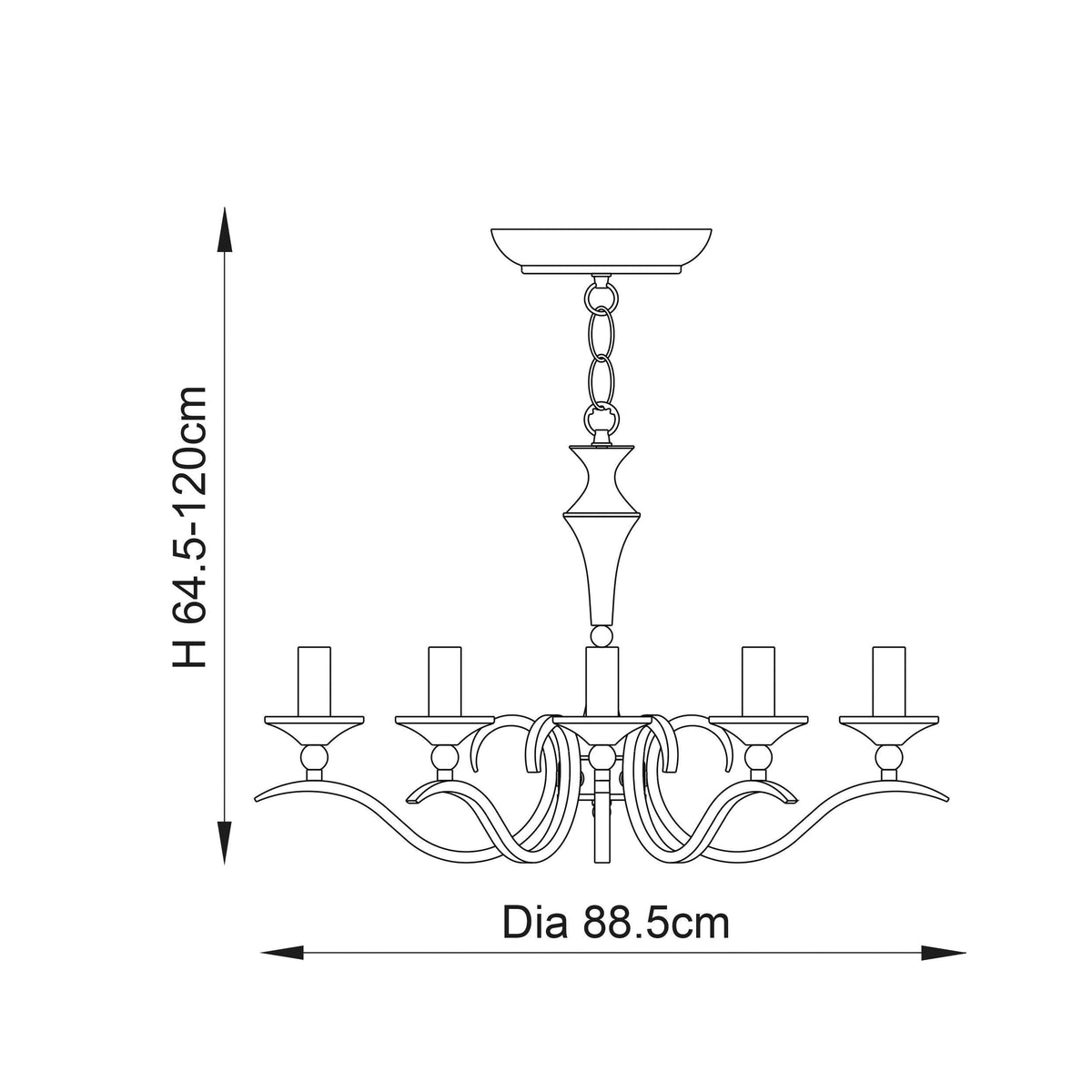 Endon Kora Antique Brass 8 Light Chandelier-OPEN-BOX-50-04-09-26