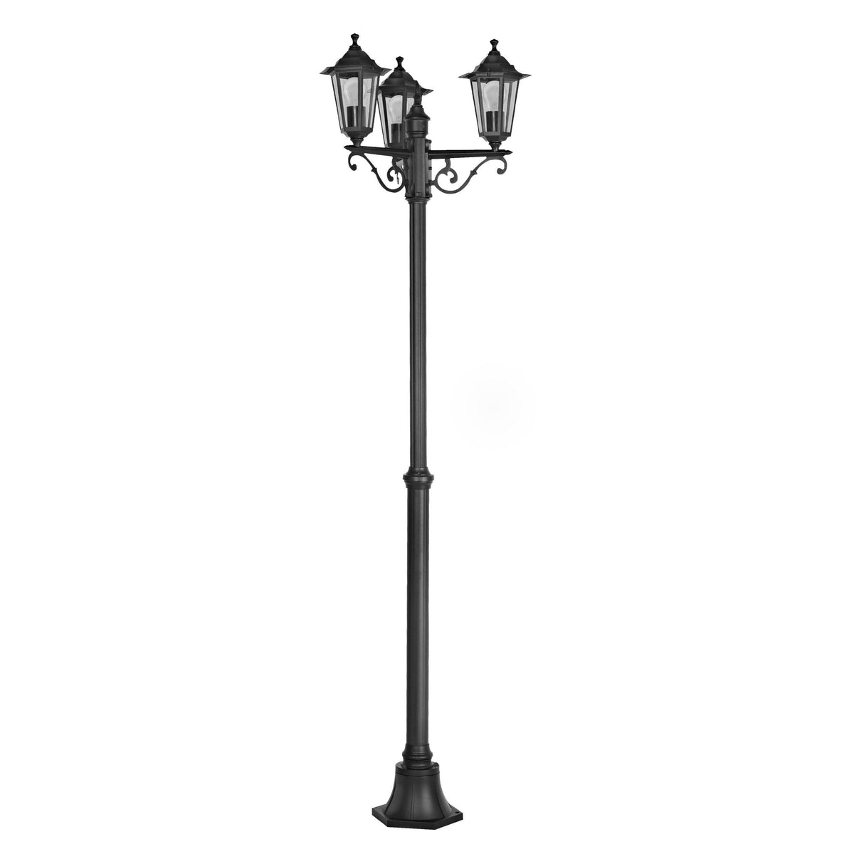 Eglo Laterna 4 Black 3 Light Outdoor Pathway Lamp Post - IP44