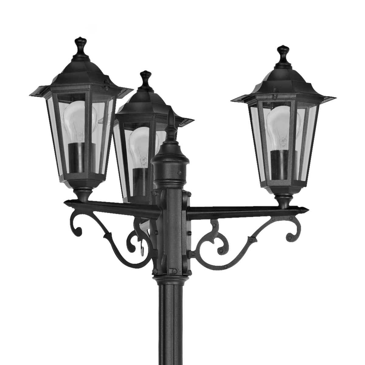 Eglo Laterna 4 Black 3 Light Outdoor Pathway Lamp Post - IP44