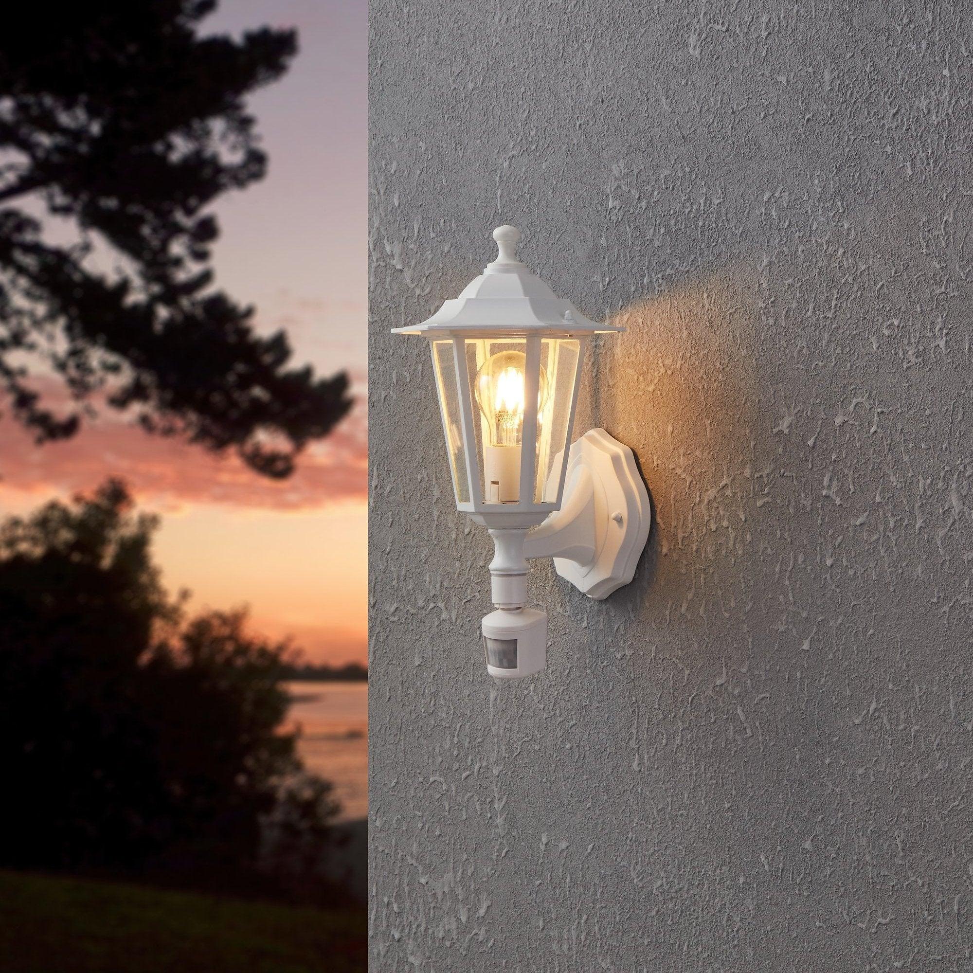 Eglo Laterna 5 White PIR Upright Lantern Outdoor Wall Light - IP44-WAREHOUSE-40-200326