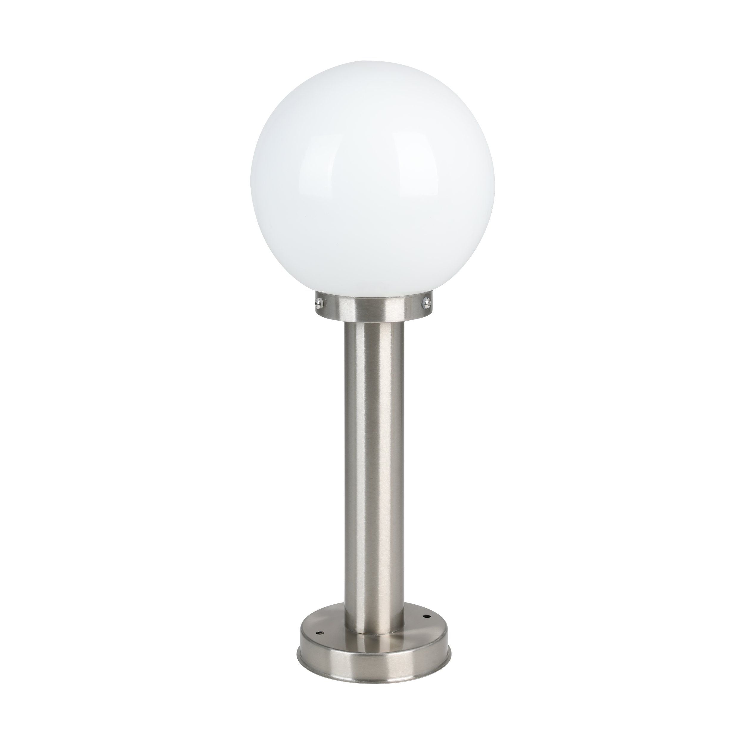 Eglo Nisia Silver Driveway Bollard With White Glass Globe Shade - IP44