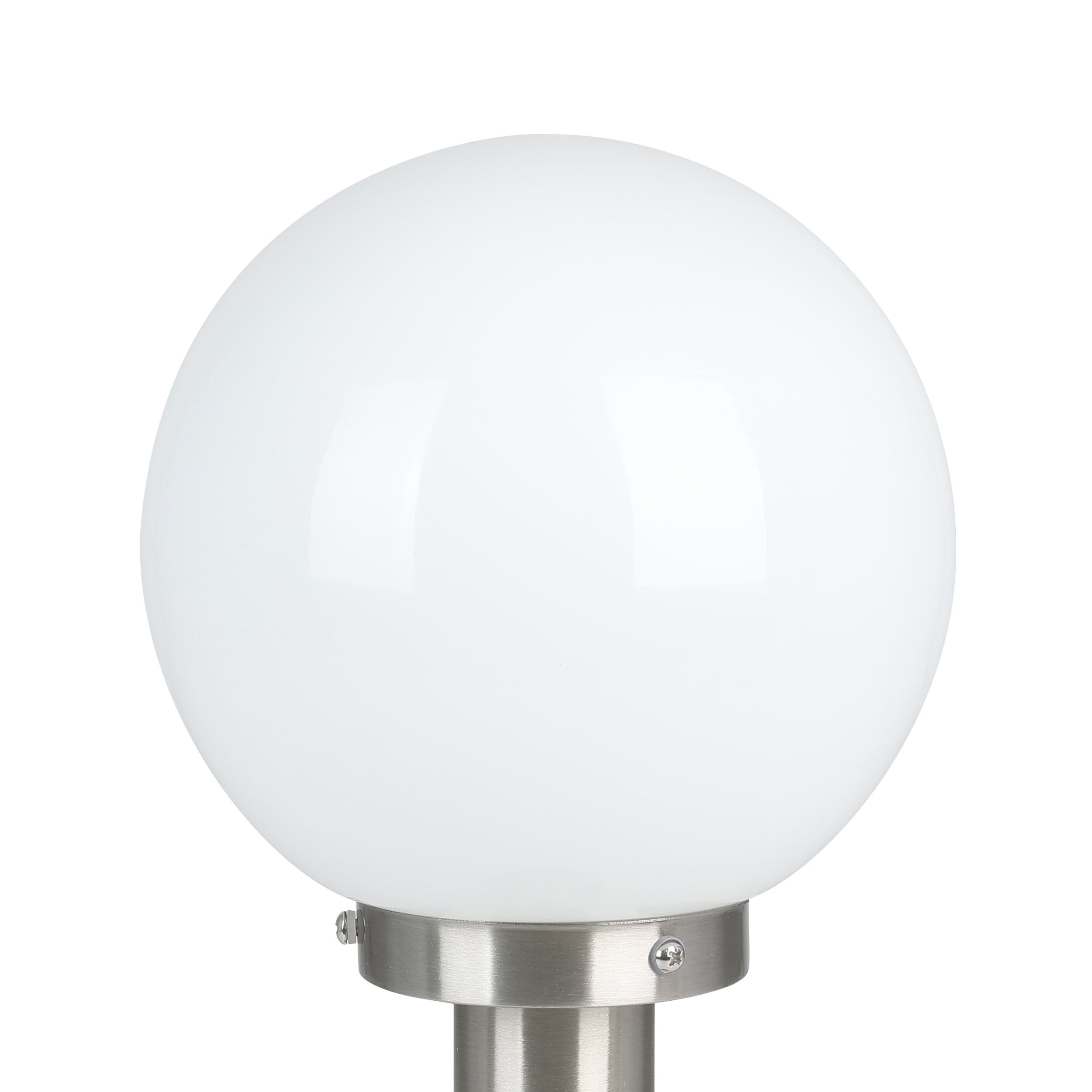 Eglo Nisia Silver Driveway Bollard With White Glass Globe Shade - IP44