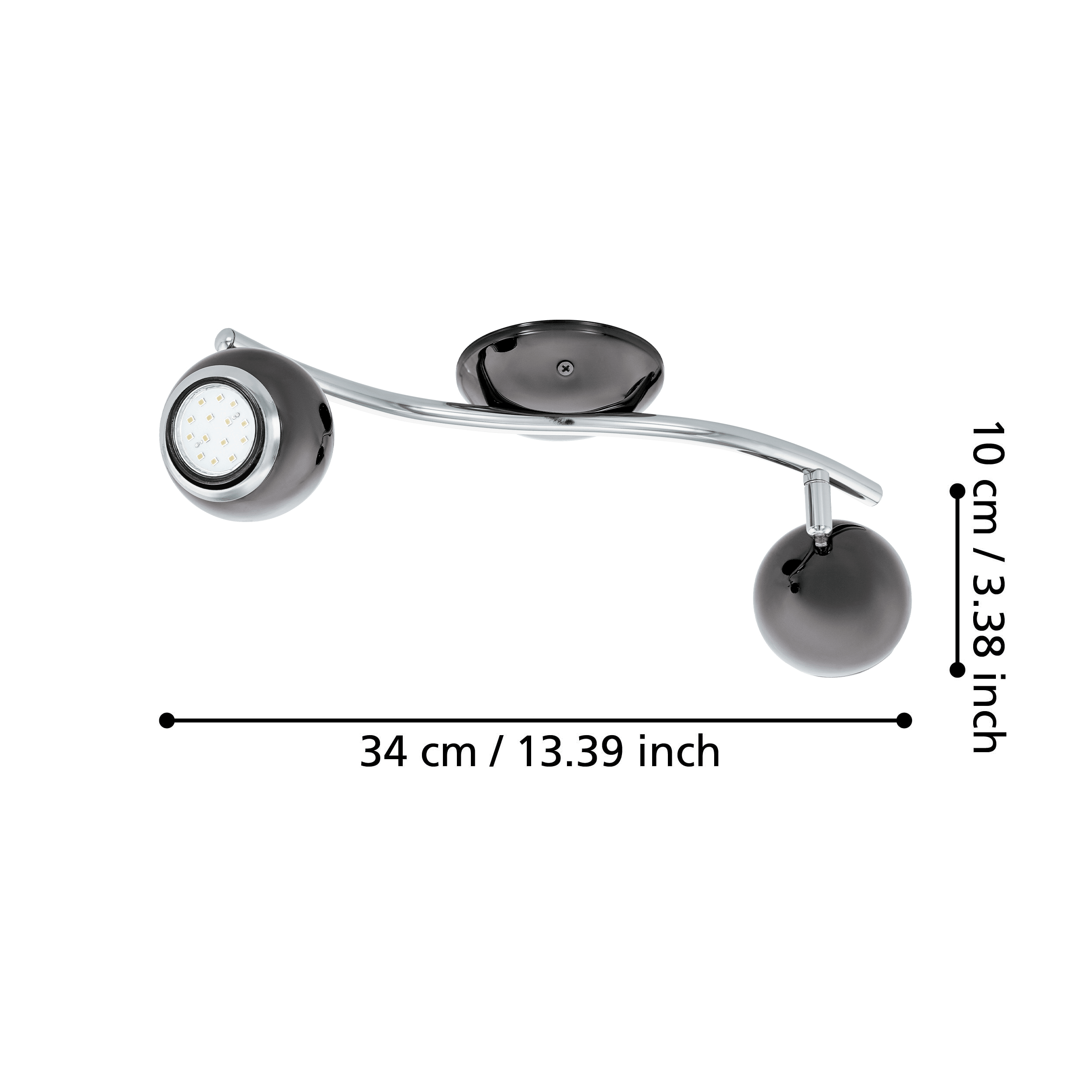 eglo bimeda 2 light black nickel chrome spotlight kitchen lighting 