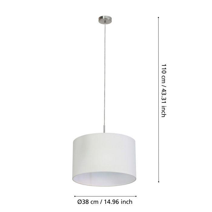 eglo pasteri nickel ceiling pendant with fabric white shade 38cm Kitchen Lighting Close Up