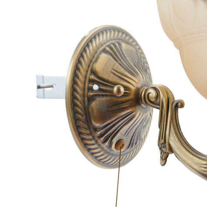eglo marbella bronze wall light champagne alabaster glass shade living room close up