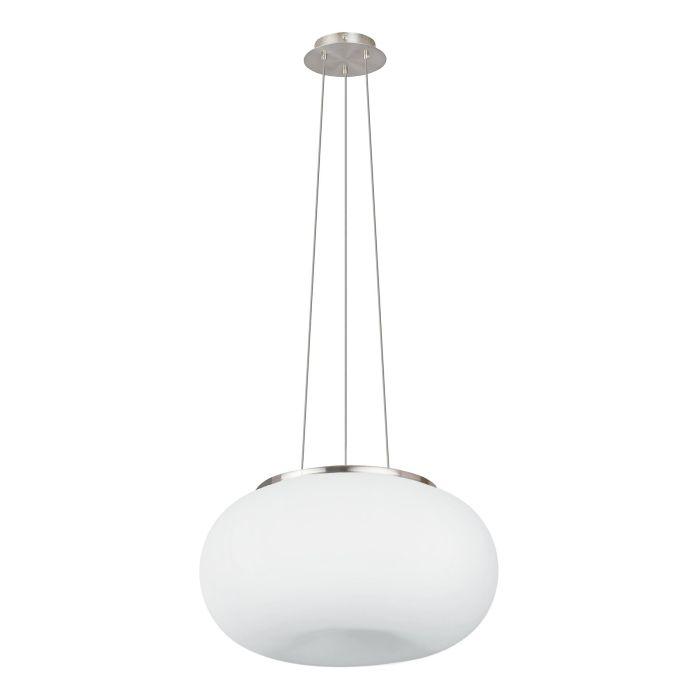eglo optica white round opal glass nickel pendant 38cm living room close up