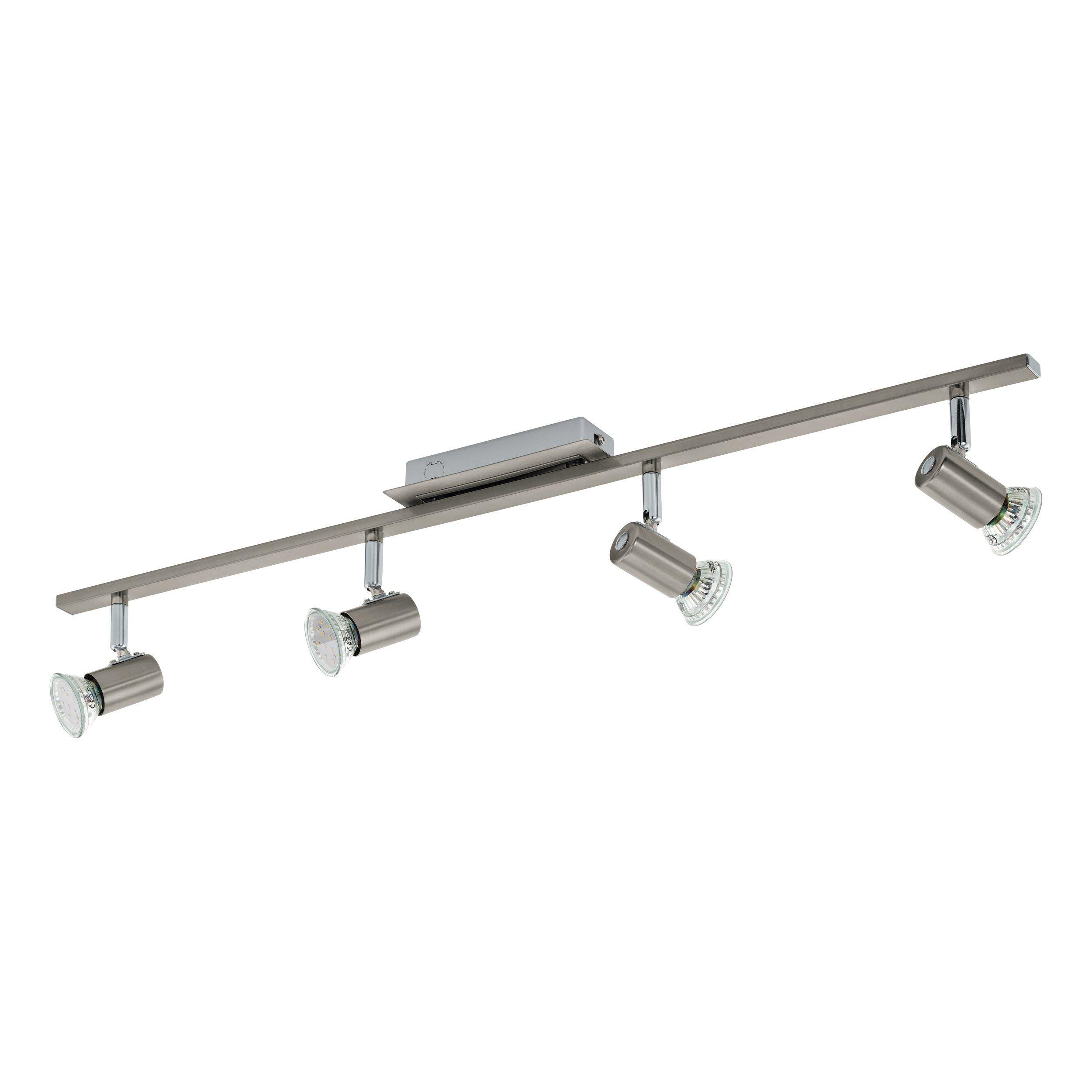 eglo rottelo nickel chrome 4 light bar spotlight living room image