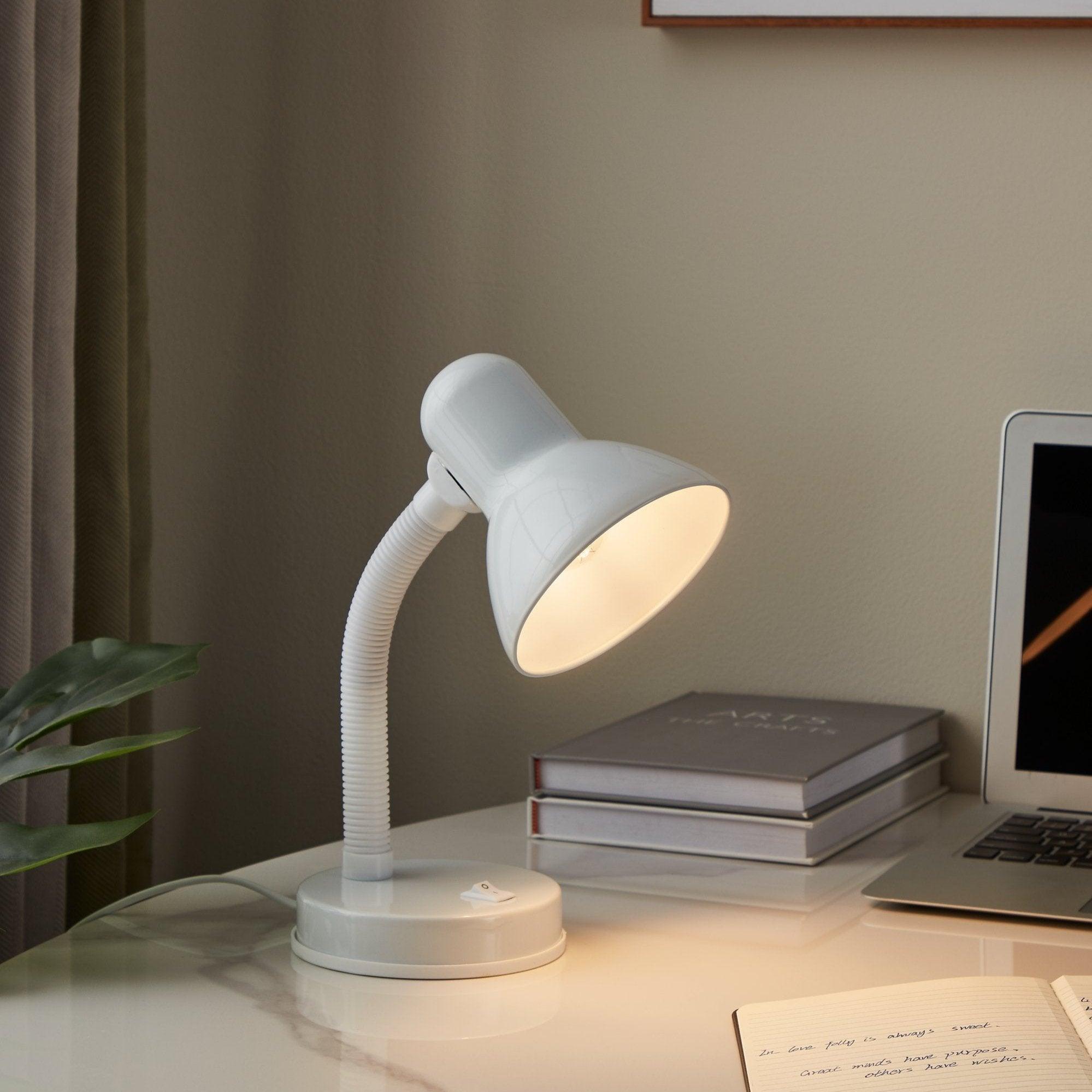 eglo basic adjustable white metal desk lamp