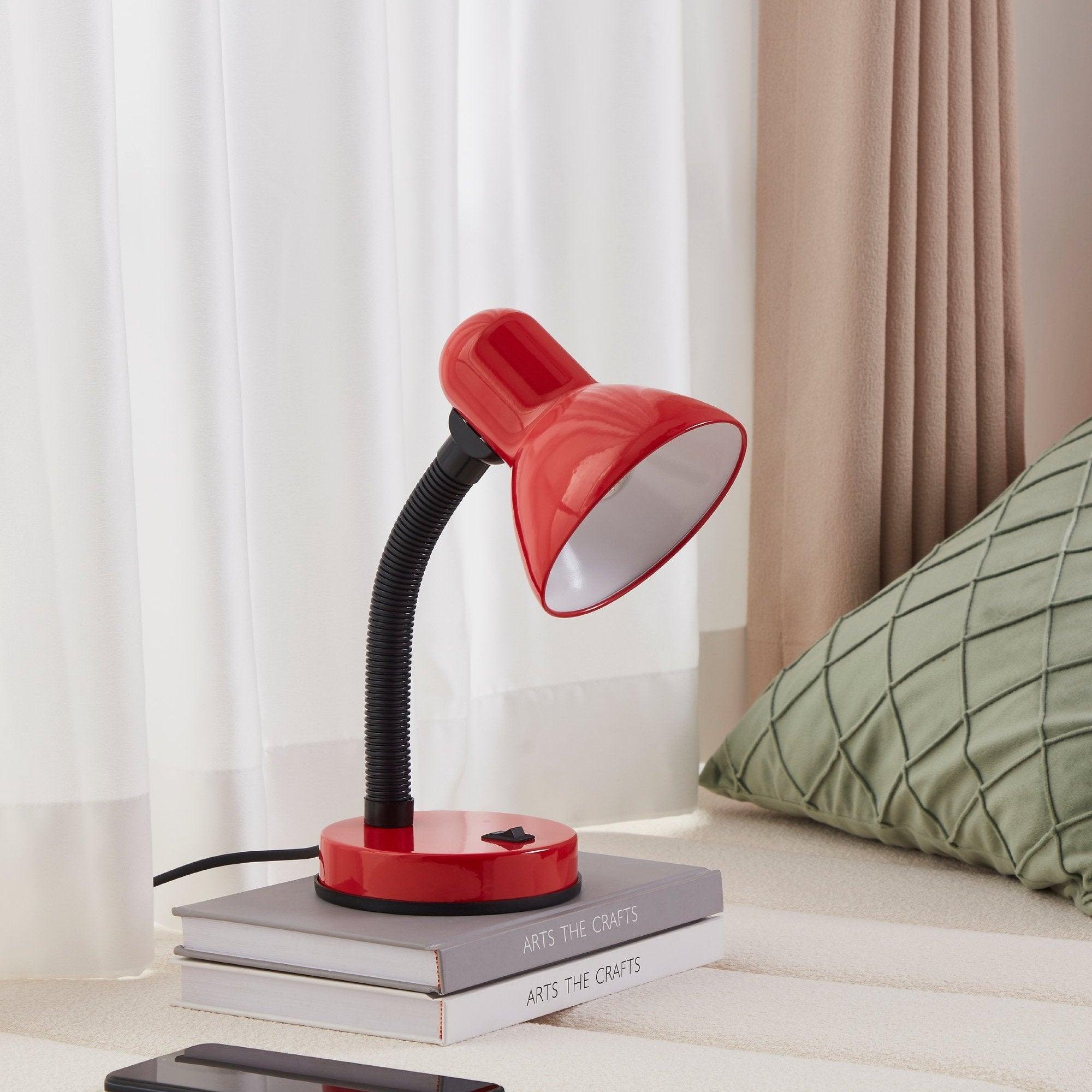 eglo basic adjustable red metal desk lamp