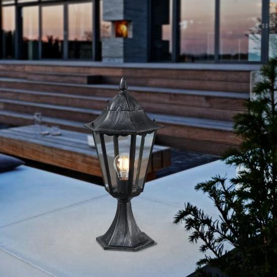 Eglo Navedo IP44 Black & Silver Pedestal Light-WAREHOUSE-40-200326