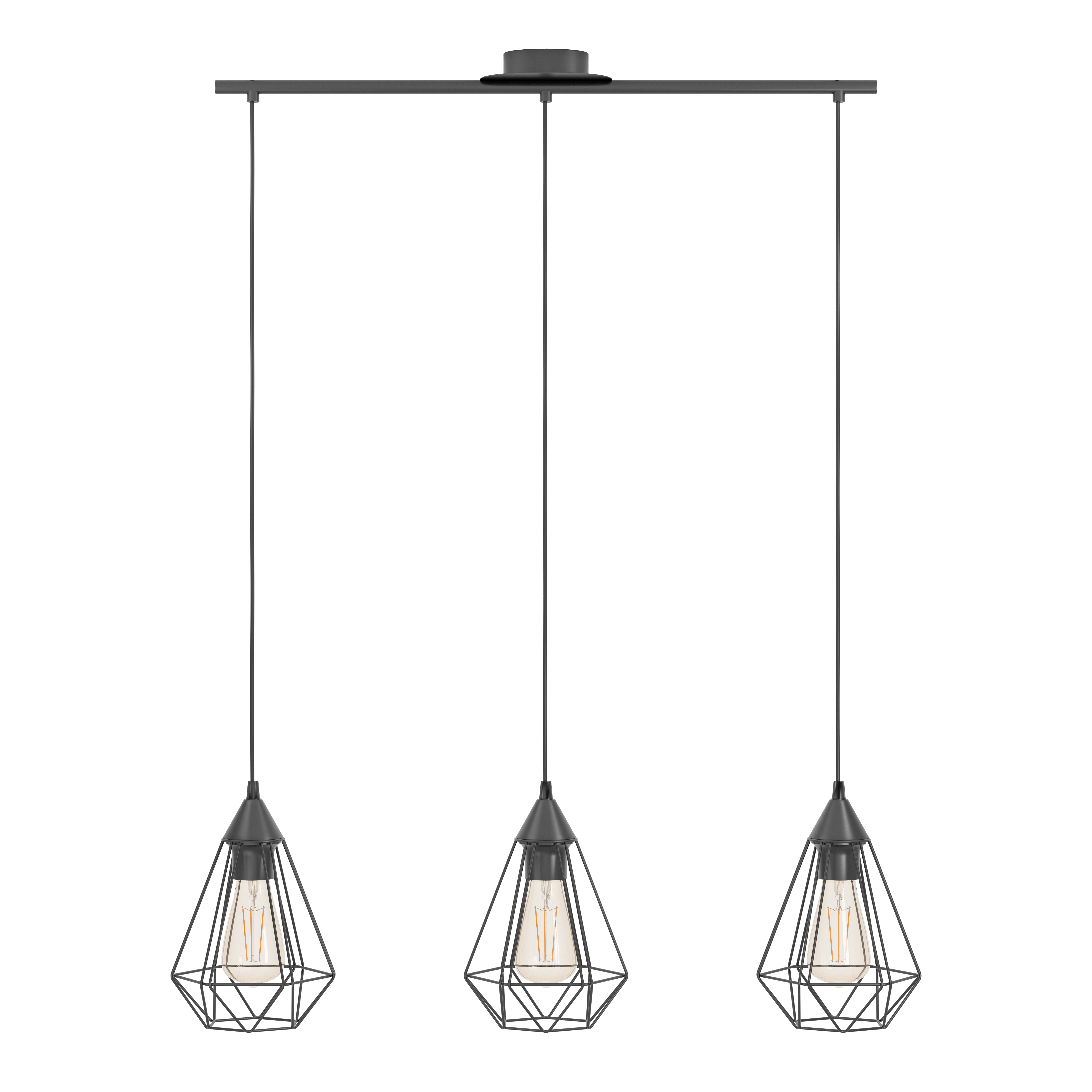 Eglo Tarbes 3 Light Black Metal Wire Shaded Bar Pendant