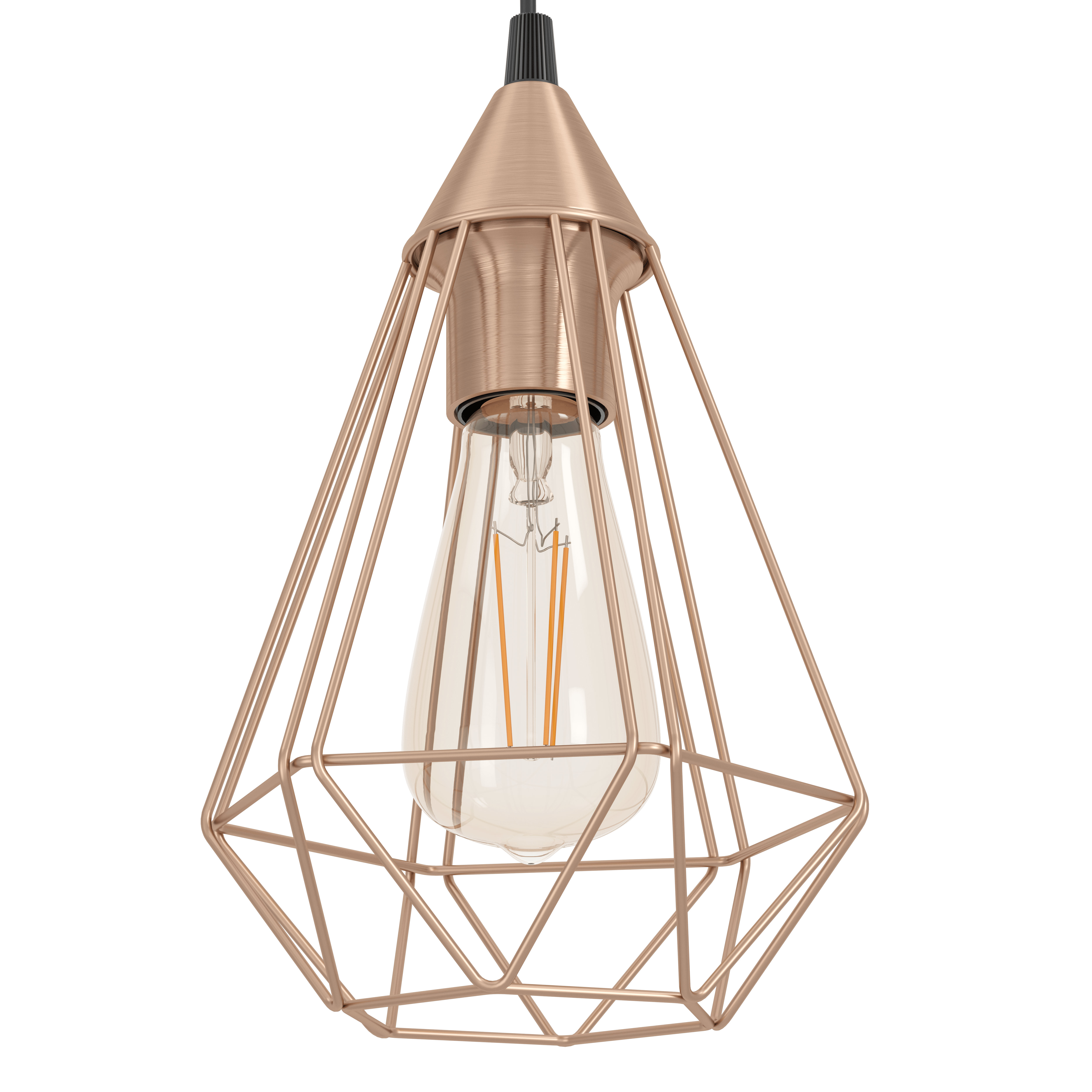Eglo Tarbes 3 Light Copper Metal Wire Shaded Bar Pendant