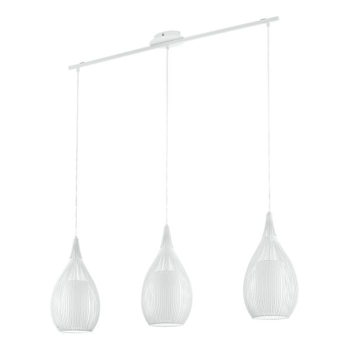 eglo razoni 3 light white rounded wire glass shaded pendant living room image