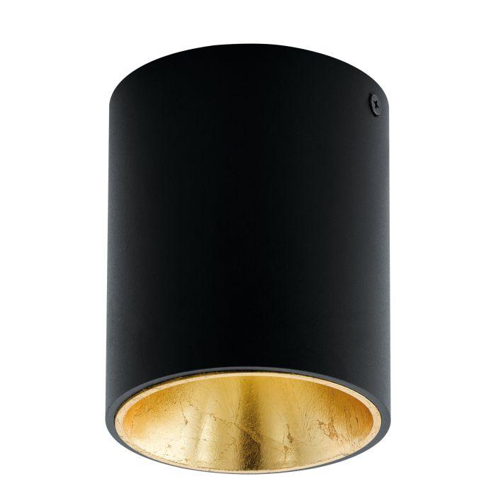 eglo polasso flush led black gold cylinder ceiling light living room image
