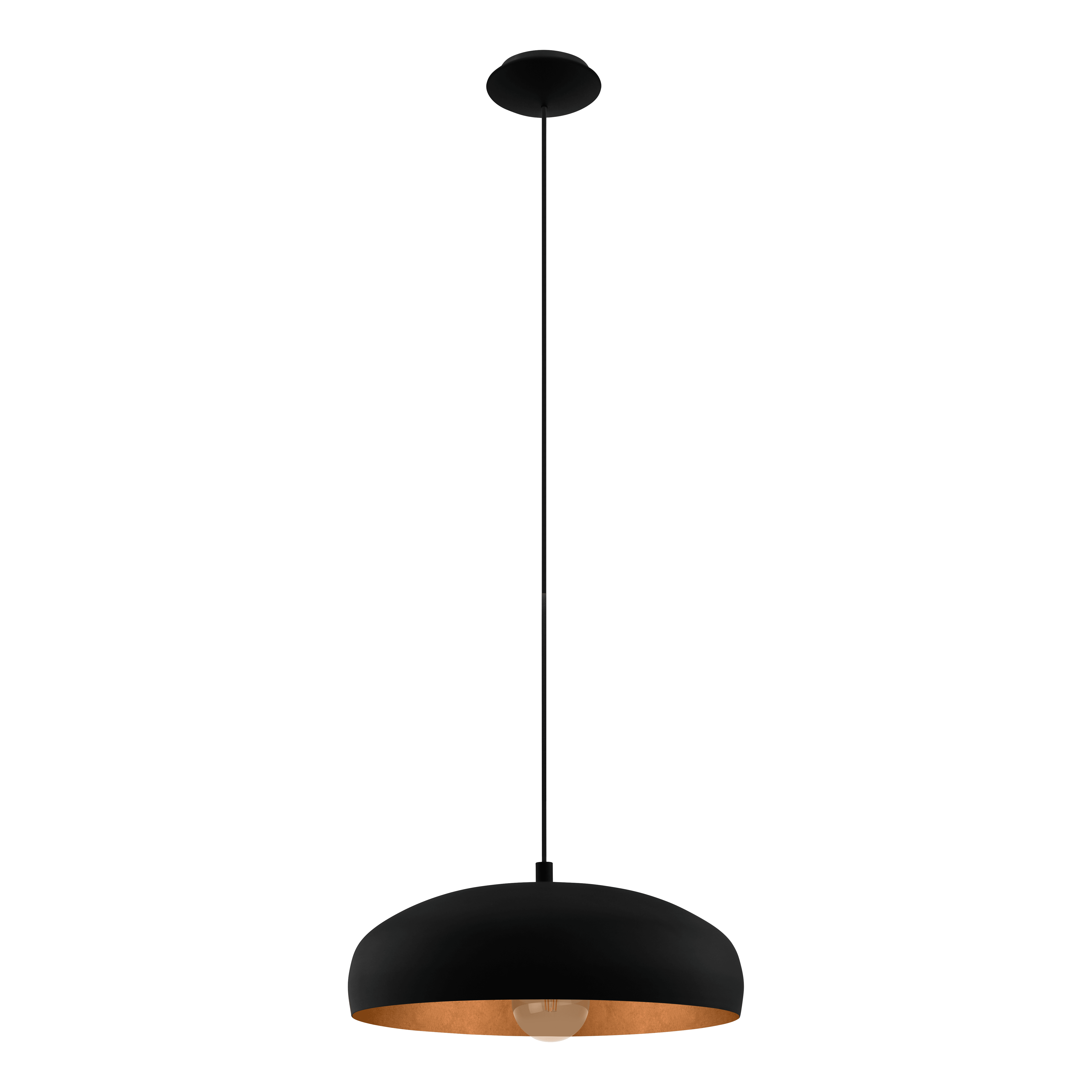 eglo mogano 1 black metal copper ceiling pendant living room image