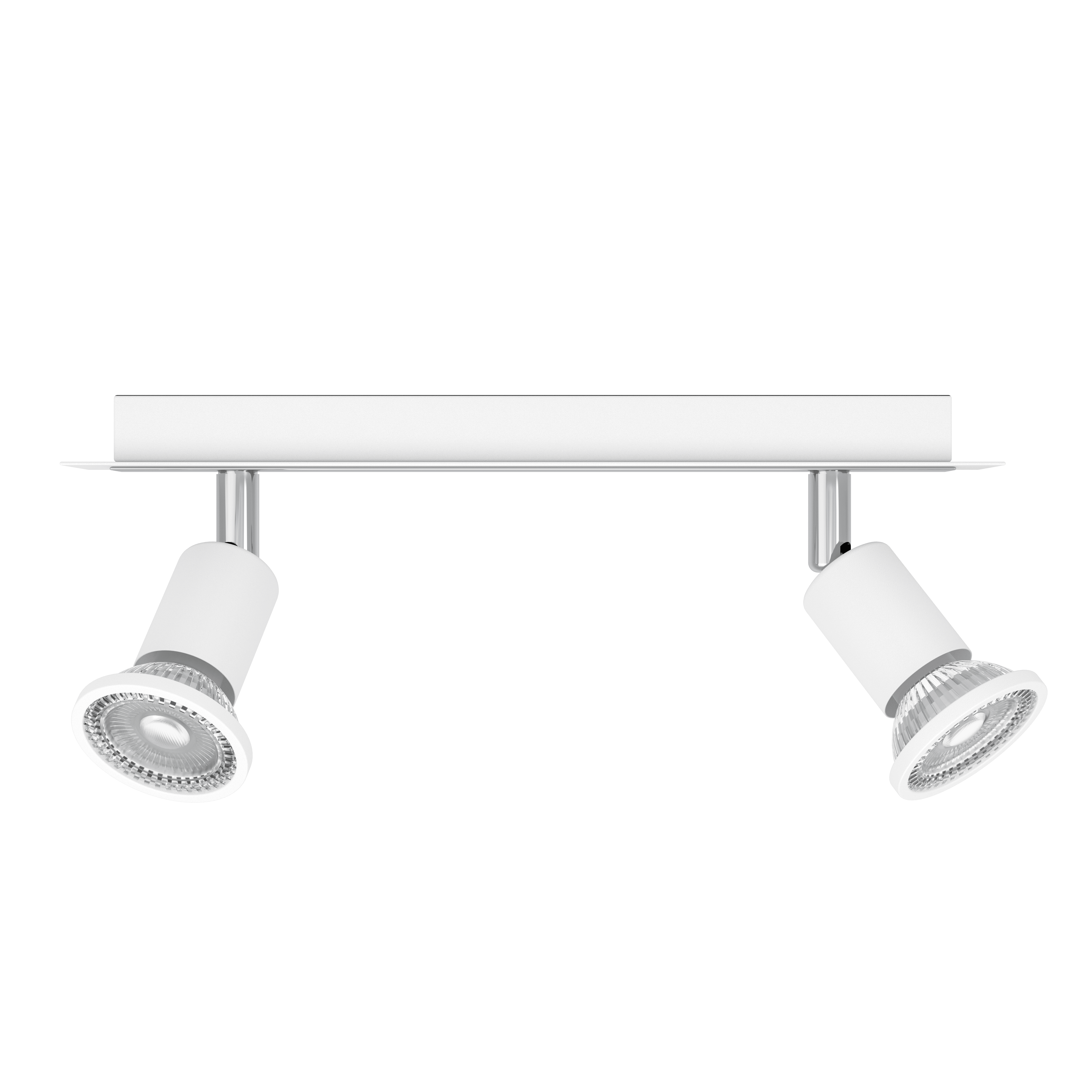eglo sarria white chrome 2 light bar spotlight living room close up