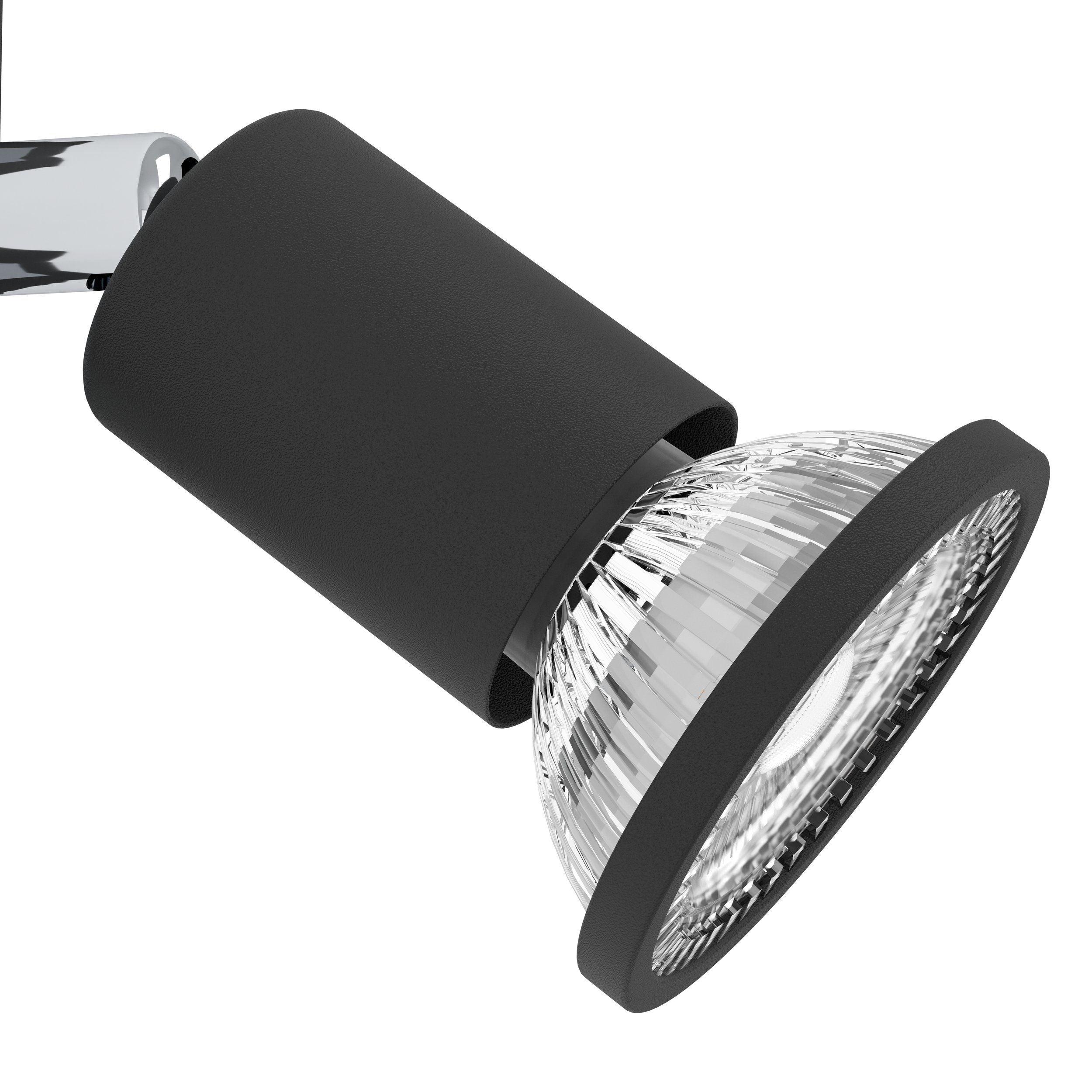 eglo sarria black chrome wall spotlight living room close up