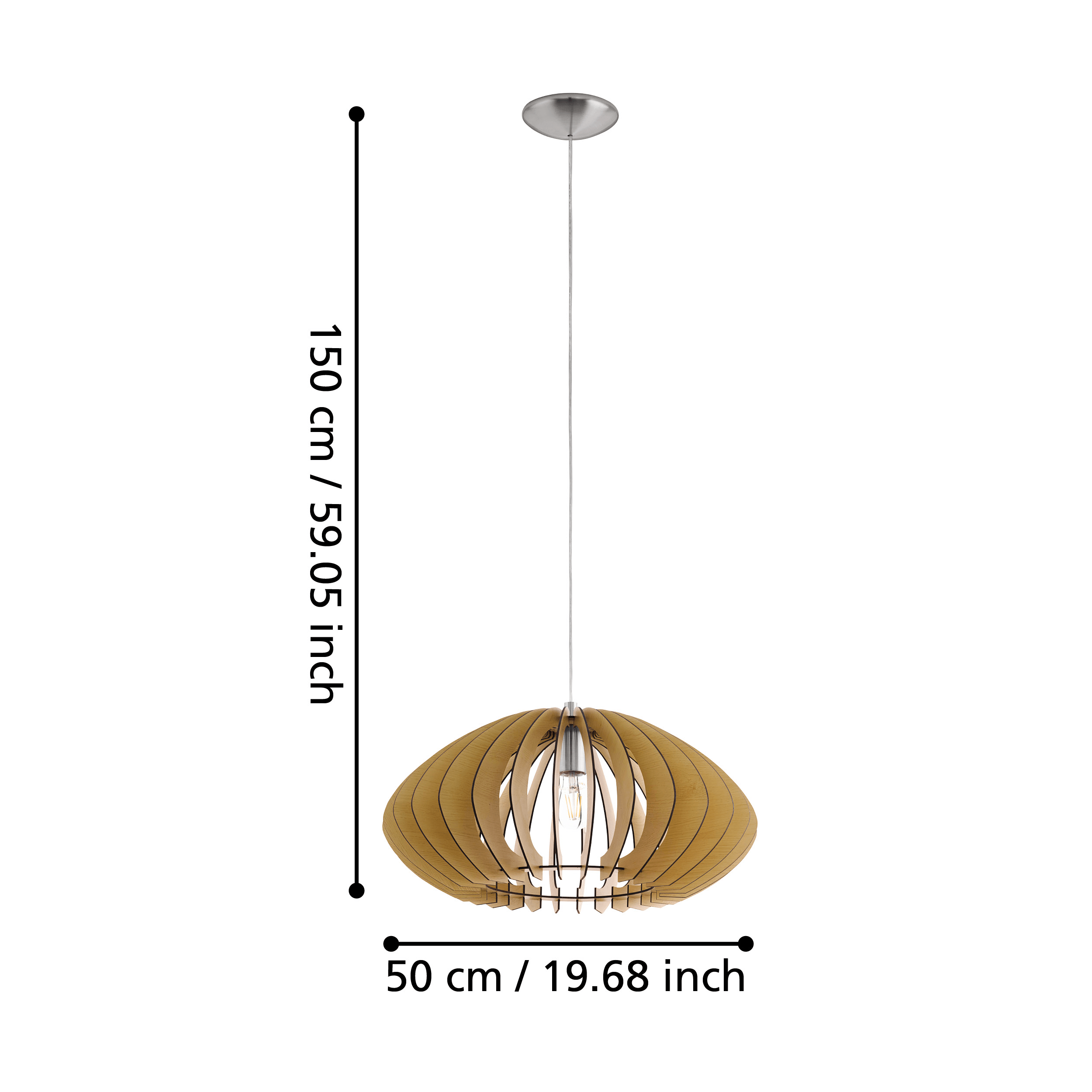 eglo cossano 2 maple coloured wood slat ceiling pendant living room image
