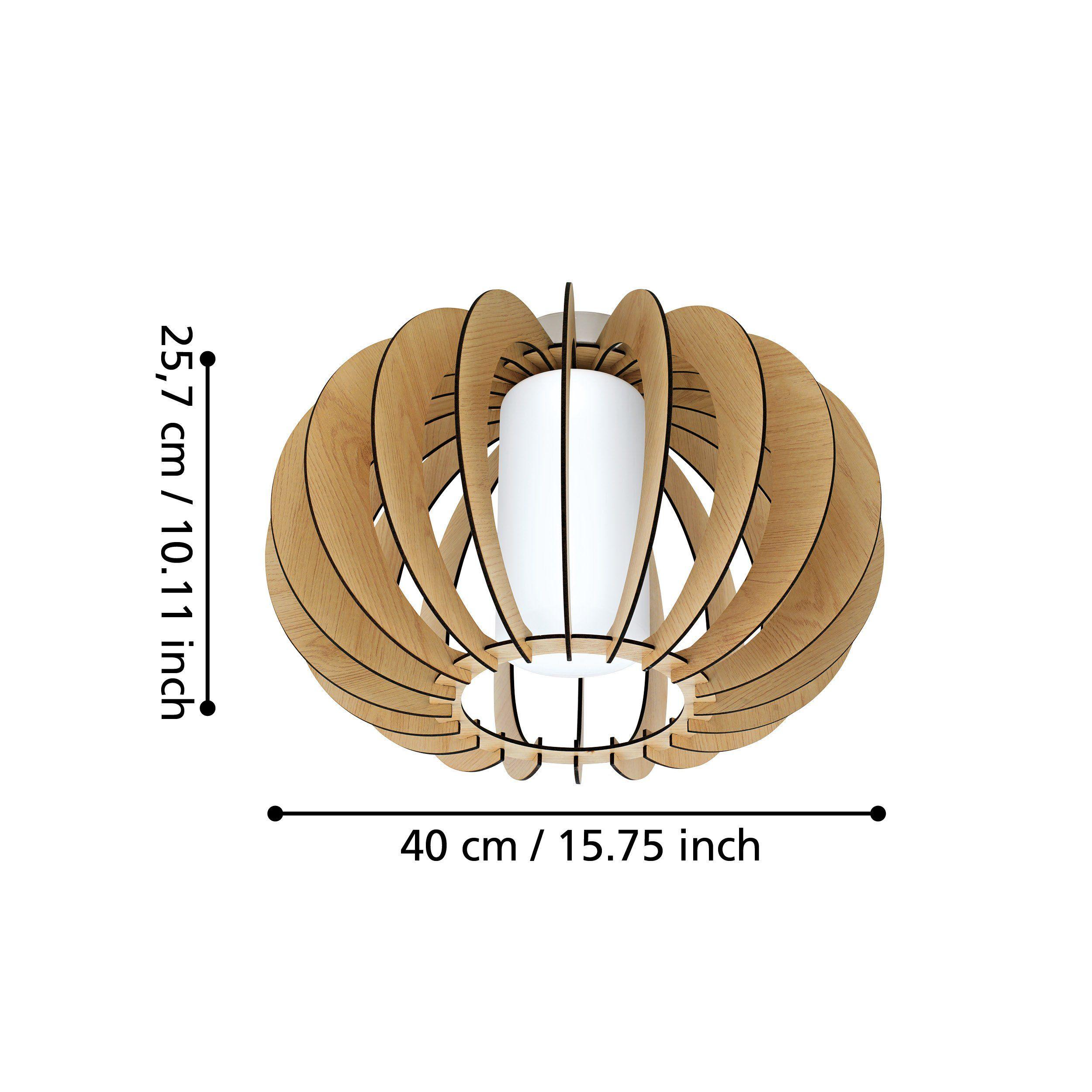 Eglo Stellato 1 Flush White Glass & Wood Ceiling Light