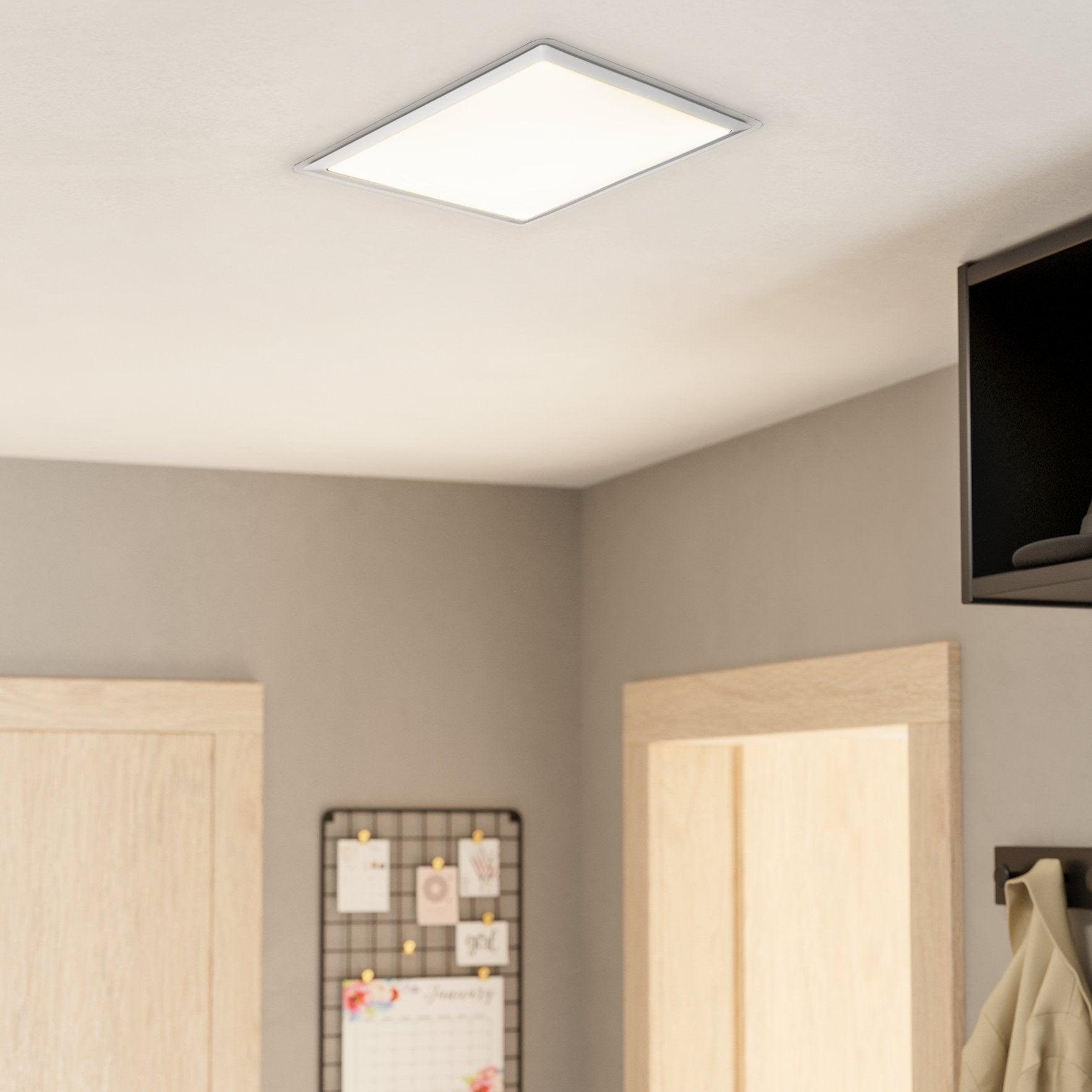 eglo competa 1 led square silver flush ceiling light 34cm