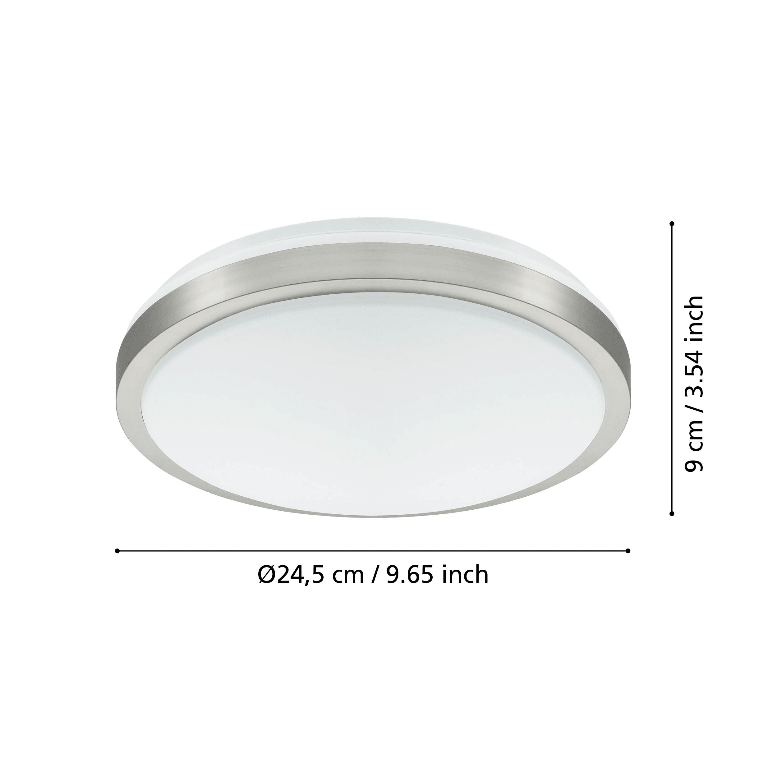 eglo competa 1 nickel flush round led ceiling light 24 5cm living room close up