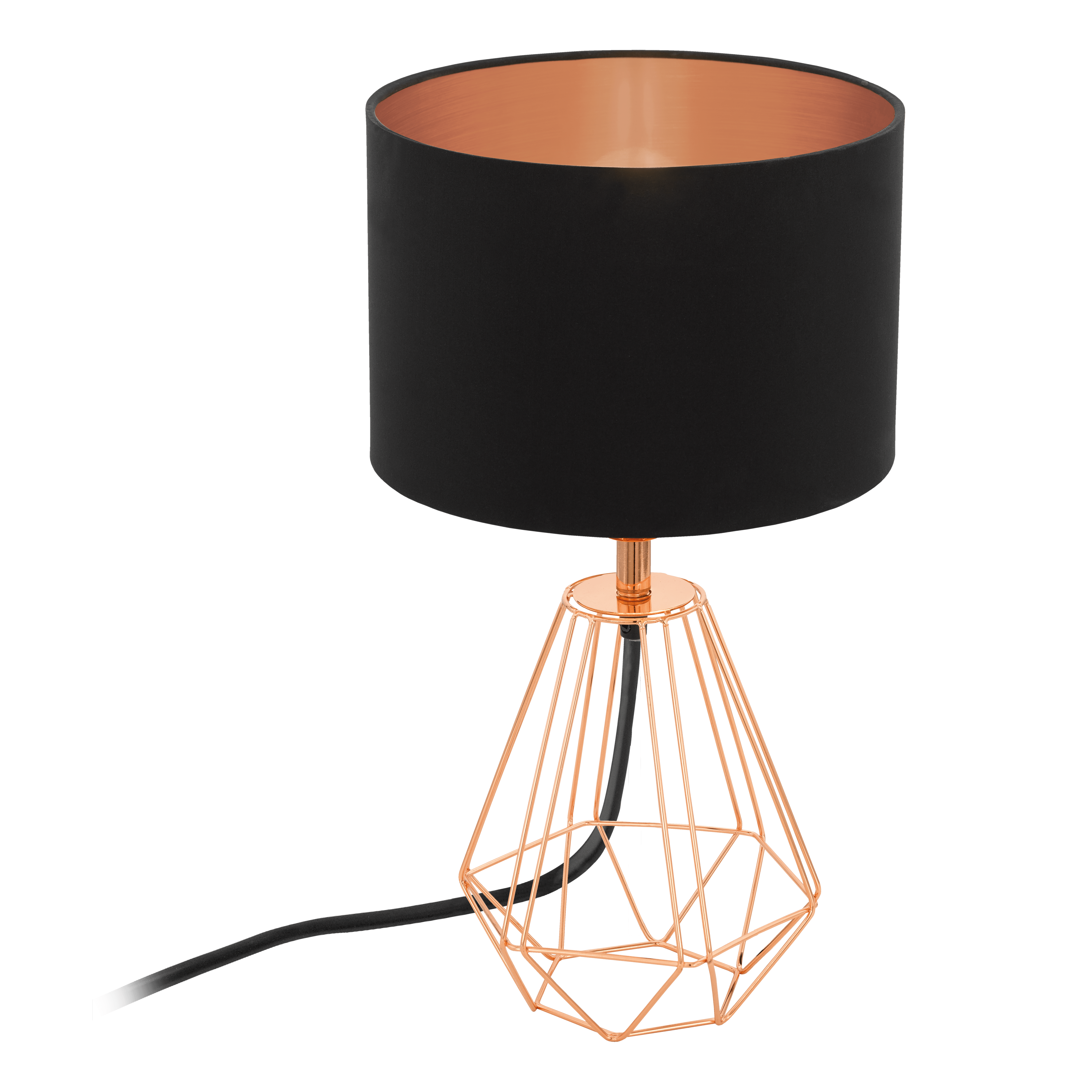 Eglo Carlton 2 Copper Gaged Table Lamp - Black Shade-WAREHOUSE-40-200326