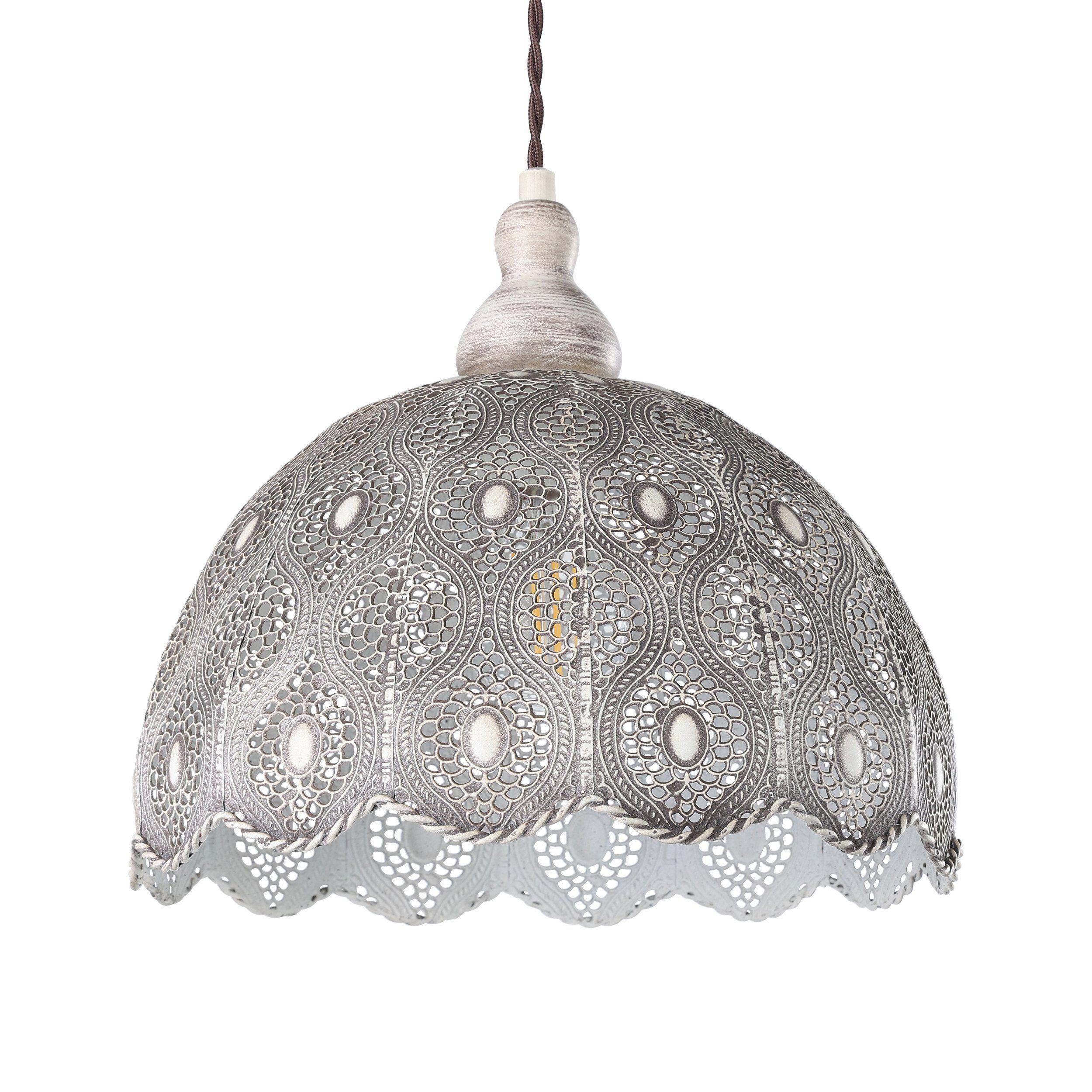 Eglo Talbot 2 Antique White Round Metal Fluted Ceiling Pendant
