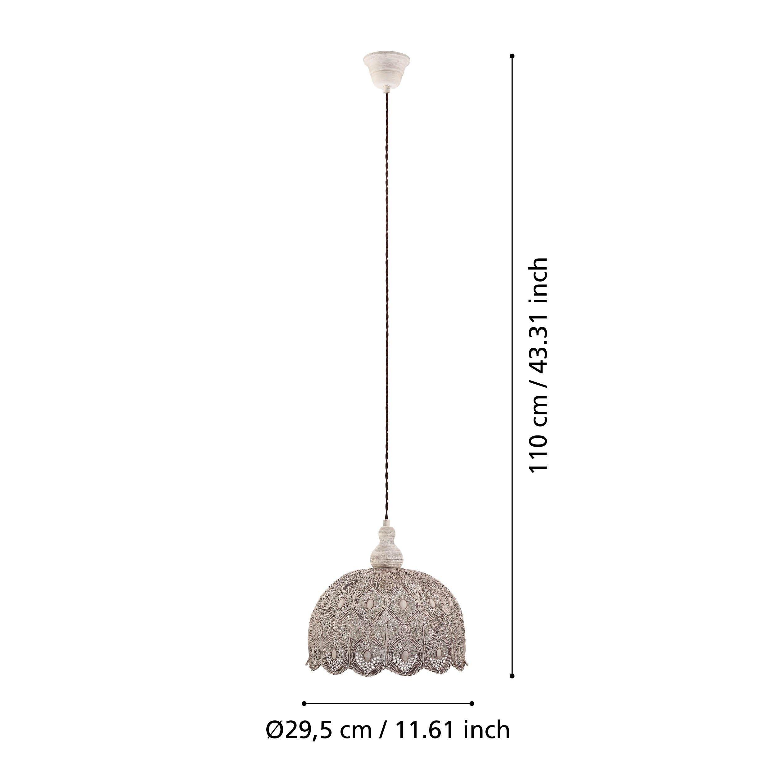 Eglo Talbot 2 Antique White Round Metal Fluted Ceiling Pendant