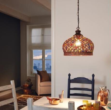 eglo jadida glass stones copper ceiling pendant