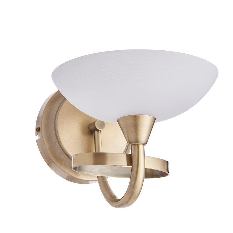 Endon Cagney 1 Light Brass & White Painted Glass Wall Light-warehouse-180926