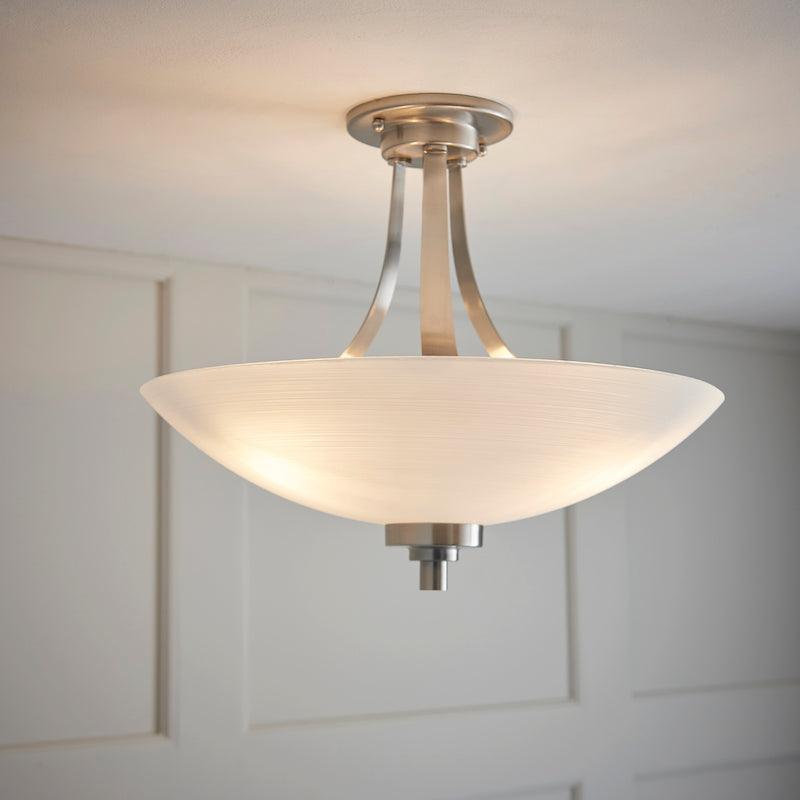 Endon Welles 3 Arm Satin Chrome Semi Flush Ceiling Light-OPEN-BOX-50-04-09-26