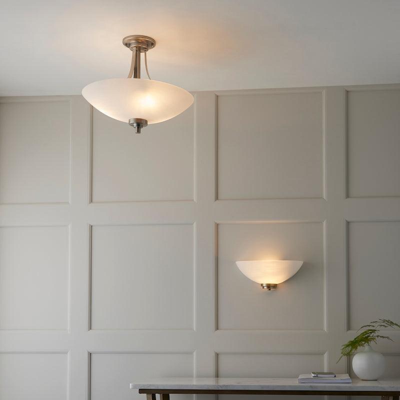 Endon Welles 3 Arm Satin Chrome Semi Flush Ceiling Light-OPEN-BOX-50-04-09-26