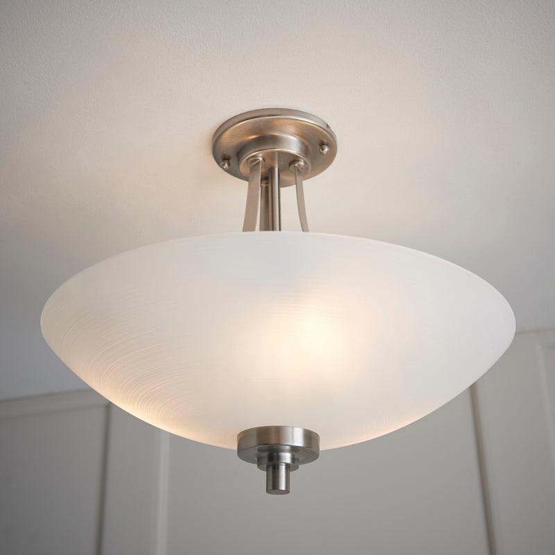 Endon Welles 3 Arm Satin Chrome Semi Flush Ceiling Light-OPEN-BOX-50-04-09-26