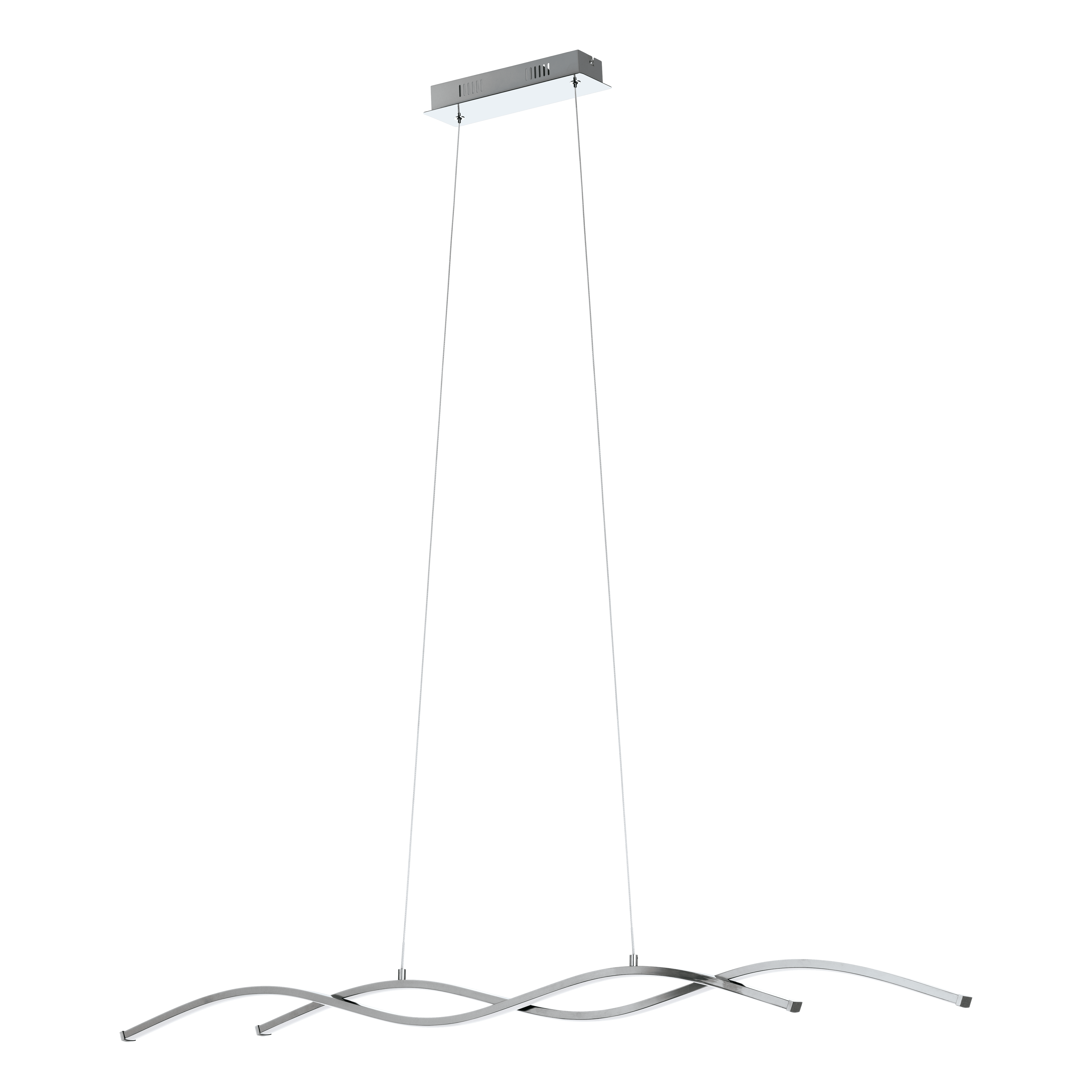eglo lasana 2 led chrome curved ceiling pendant 120cm living room close up