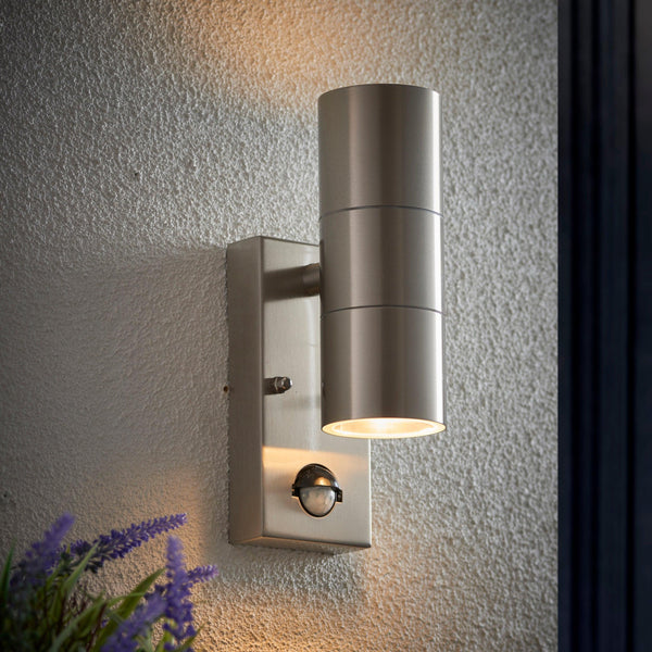 Endon Canon Stainless Steel Outdoor PIR Up & Down Wall Light