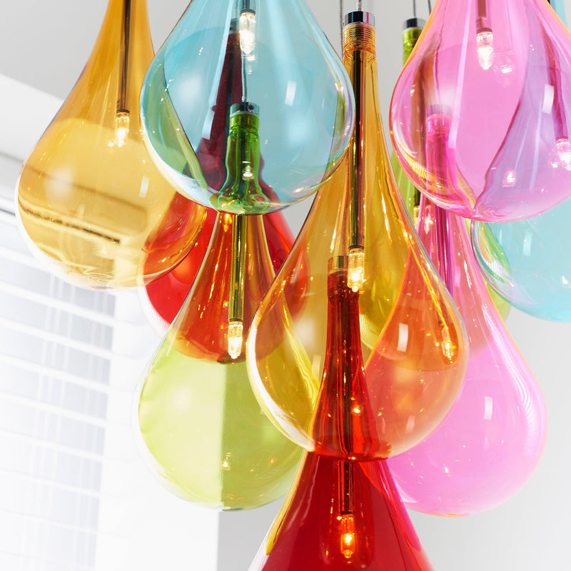 Niro Multi Coloured Glass & Chrome 10 Light Ceiling Pendant
