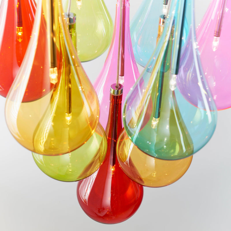 Niro Multi Coloured Glass & Chrome 10 Light Ceiling Pendant